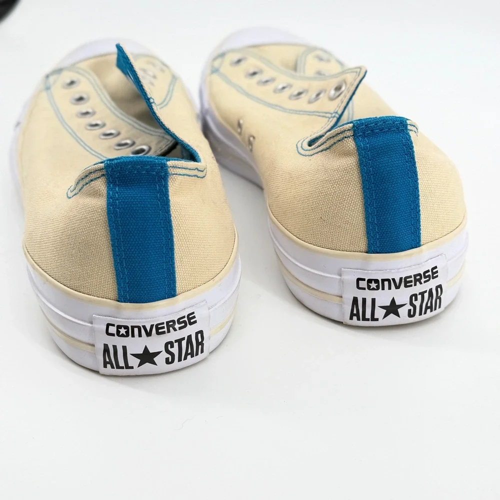 Converse Chuck Taylor All Star Slip On Mens 13 Cream Blue Sneaker Low Top